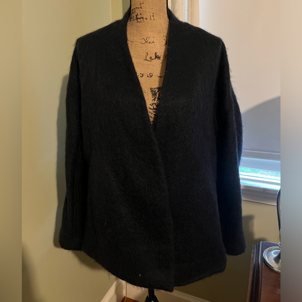 Rag & Bone Navy Mohair Angora Wrap Coat